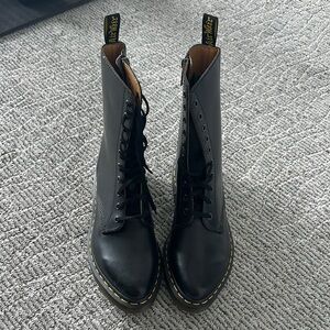Dr. Martens Black Combat Moto Boots with Lace-Up Design